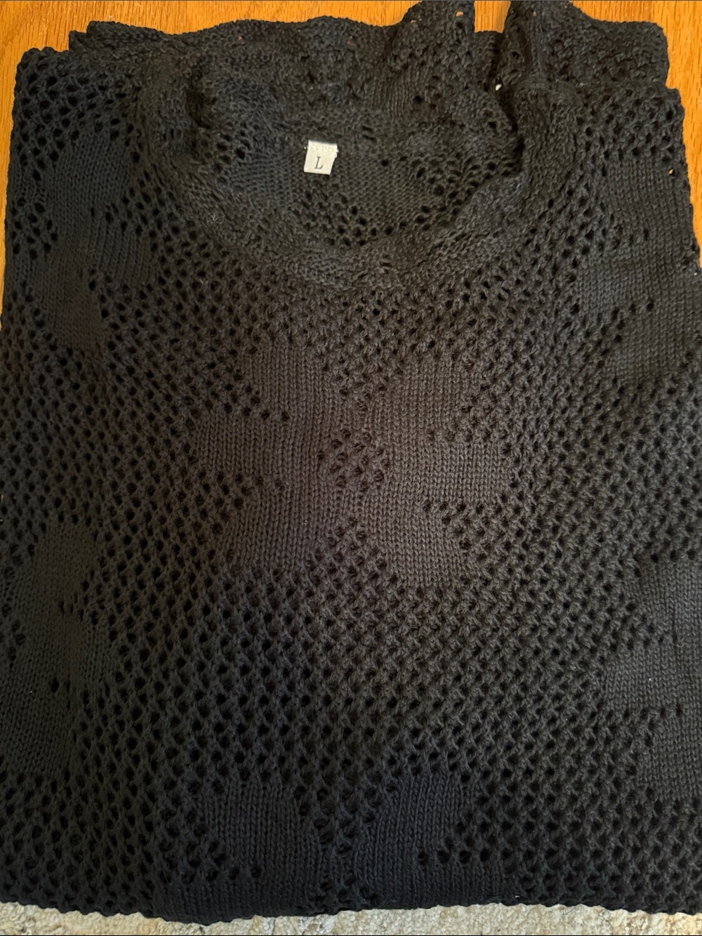 Women’s Open-Knit Floral Pattern Crochet Coverup - Black size large